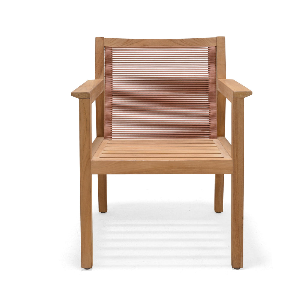 Agate Teak and Rope Armchair Terracotta