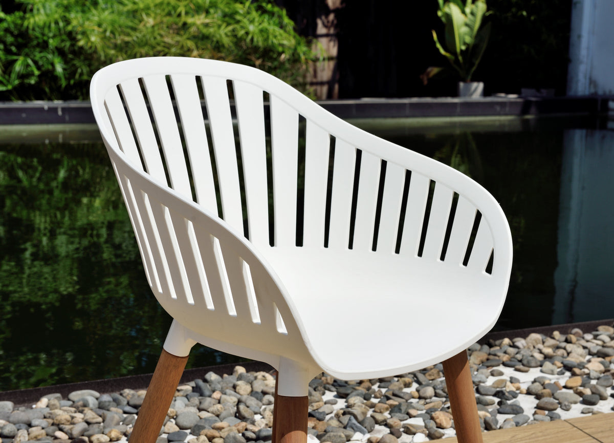 Leyland Table and Nassau White Armchairs Dining Set