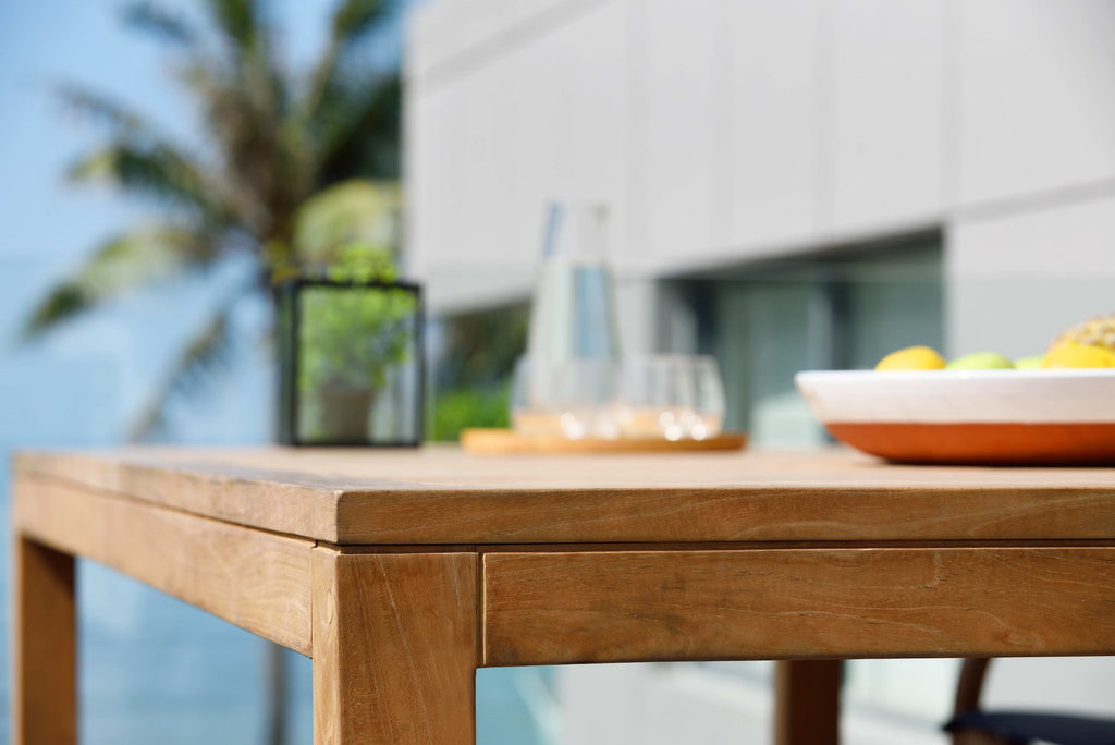 Rinjani Rectangular Table and 4 Vera Stacking Armchair Dining Set